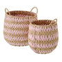 Voir la diapositive 1 : Paris Prix Lot de 2 Paniers de Rangement  Carson  27cm Naturel & Rose