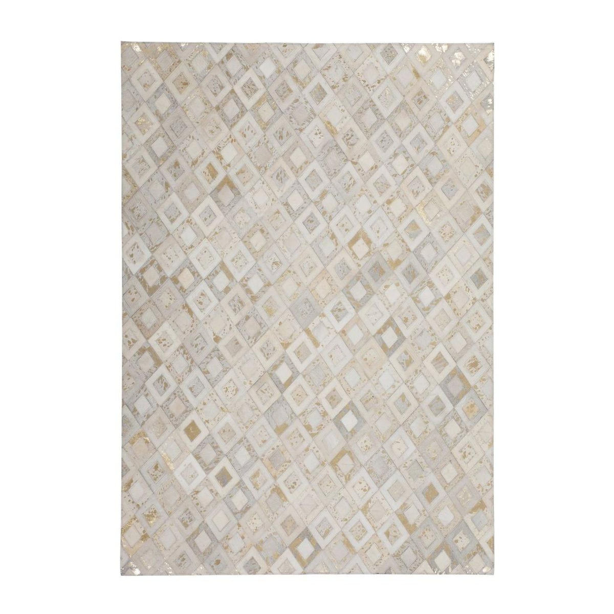Paris Prix Tapis en Cuir Effet Métallique  Spark  Ivoire & Or