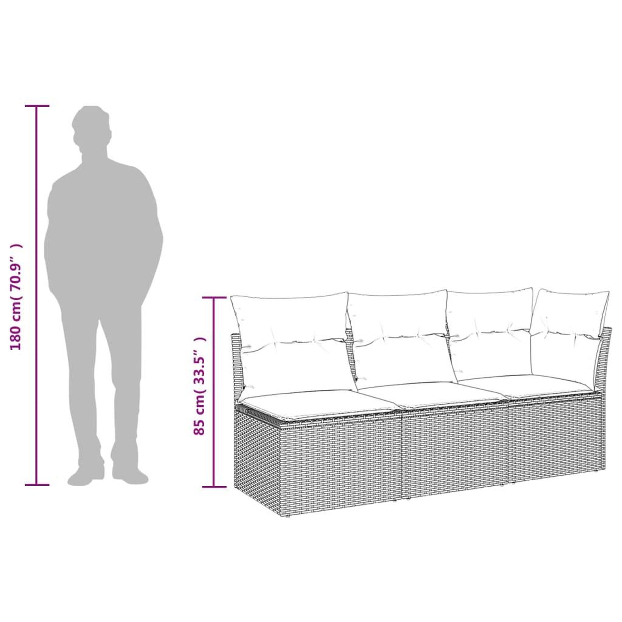 Voir la diapositive 6 : VIDAXL Canape de jardin avec coussins 3 places beige resine tressee