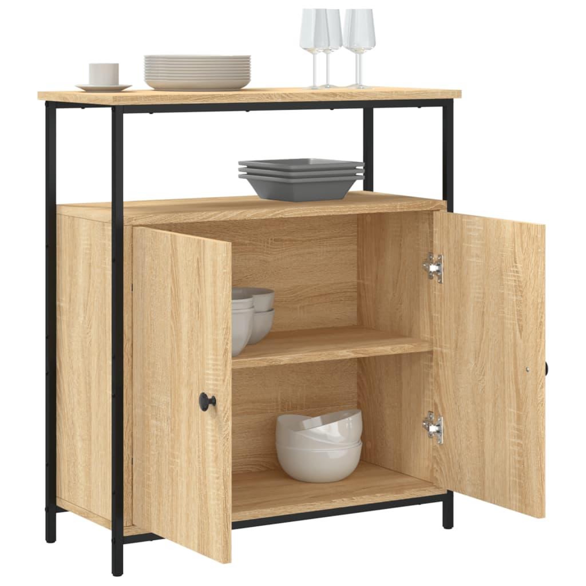 Voir la diapositive 4 : VIDAXL Buffet chene sonoma 70x30x80 cm bois d'ingenierie