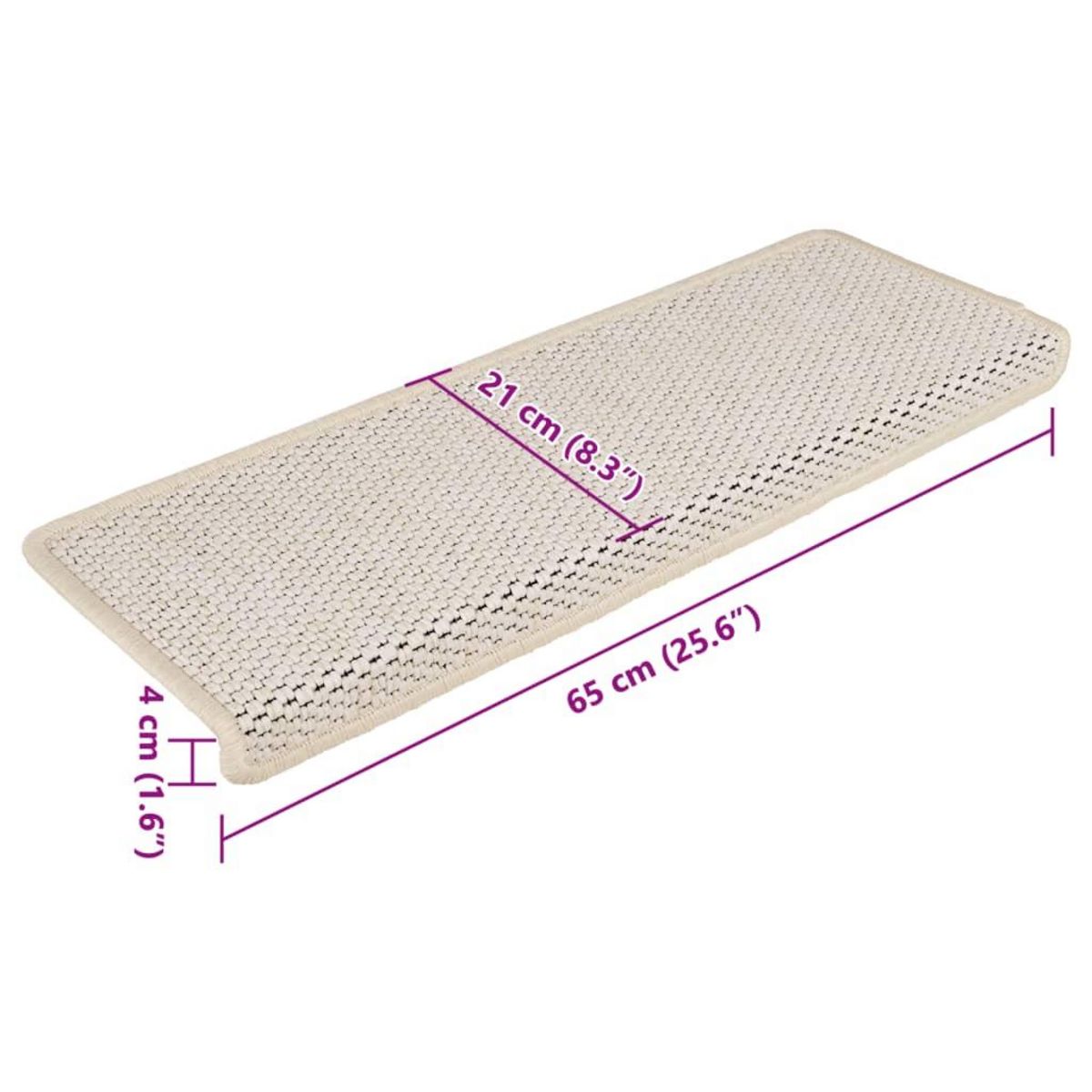 VIDAXL Tapis d'escalier autocollants 15 pcs 65x21x4 cm Creme