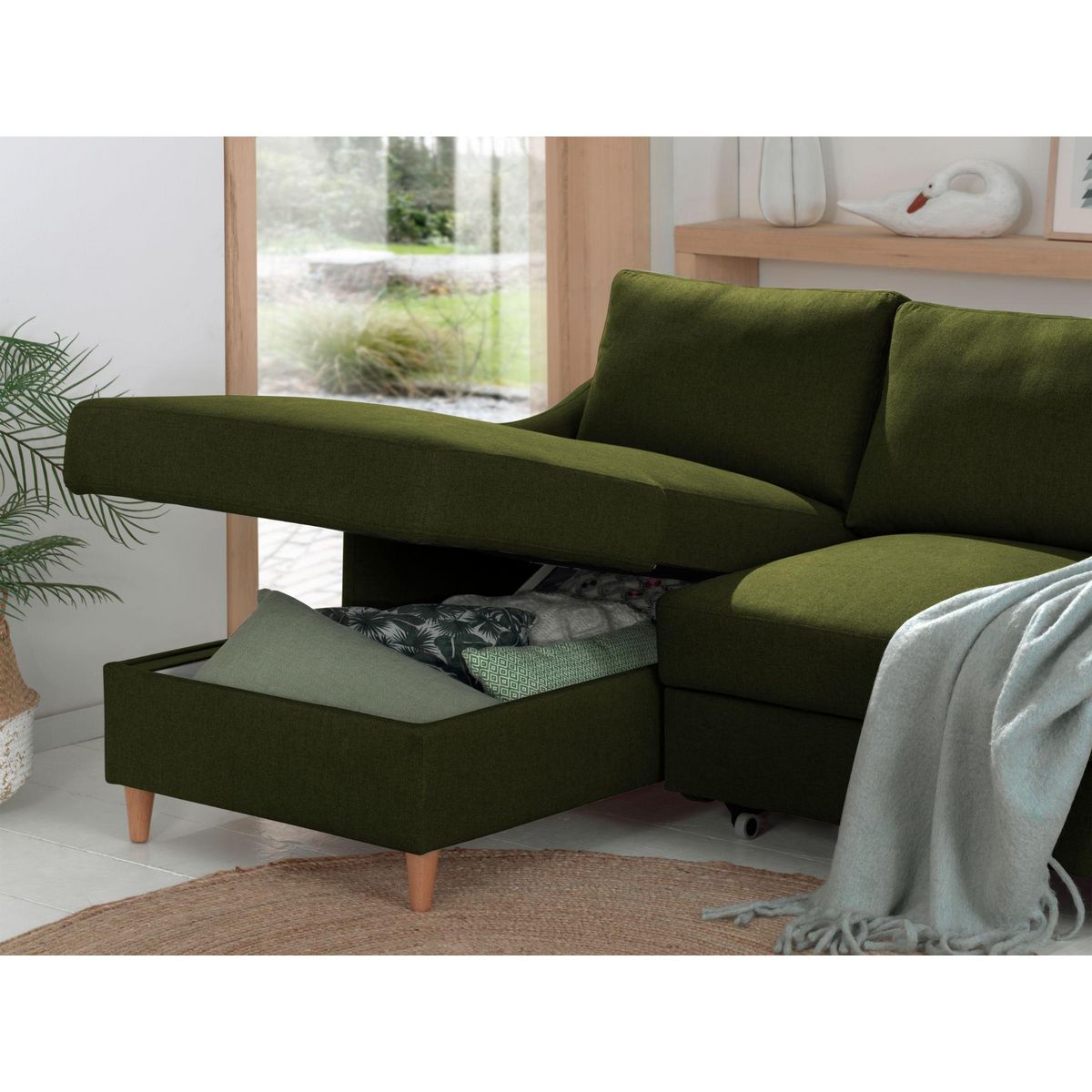 LISA DESIGN Will - canapé d'angle gauche - convertible avec coffre - 4 places - en tissu