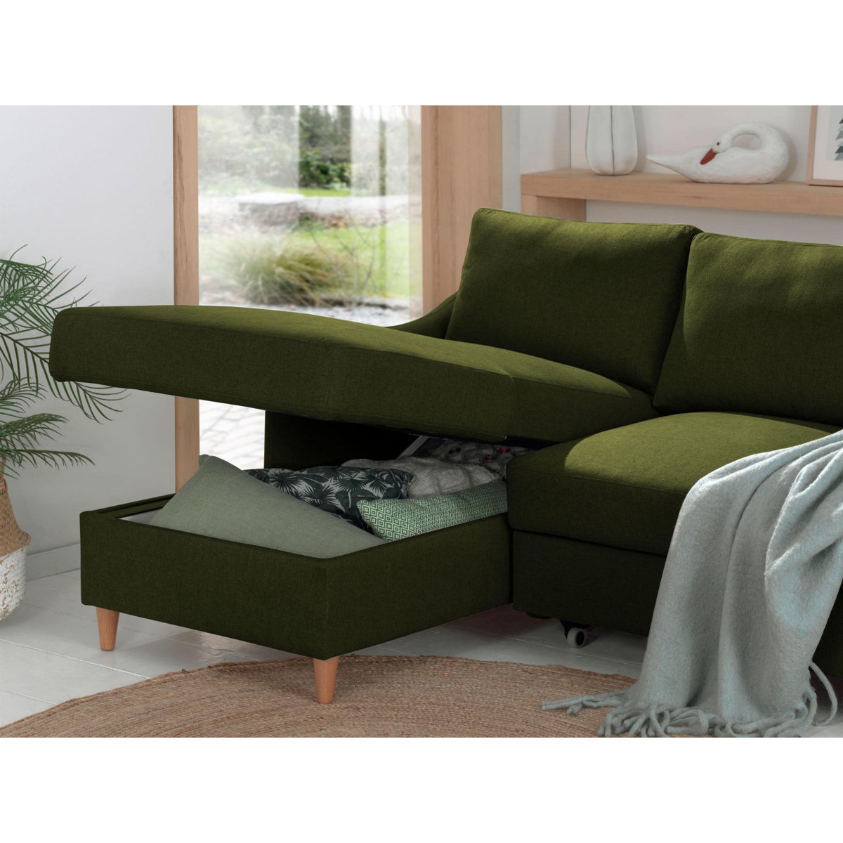 LISA DESIGN Will - canapé d'angle gauche - convertible avec coffre - 4 places - en tissu