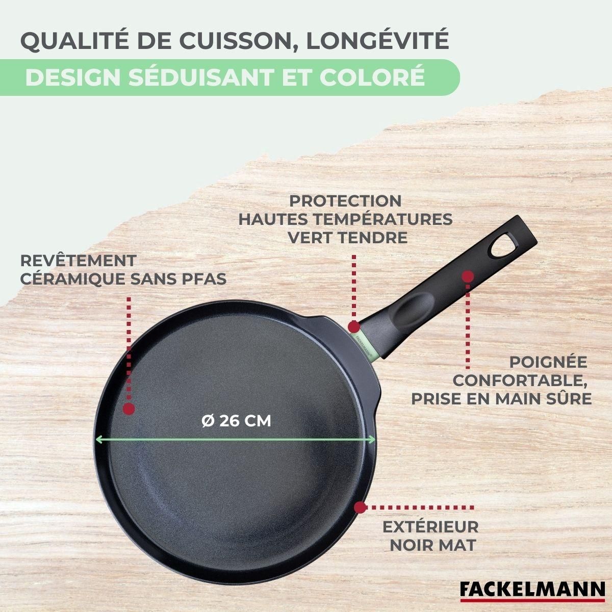 Fackelmann Crêpière 26 cm aluminium revêtement céramique antiadhésif sans PFAS Fackelmann Brandao