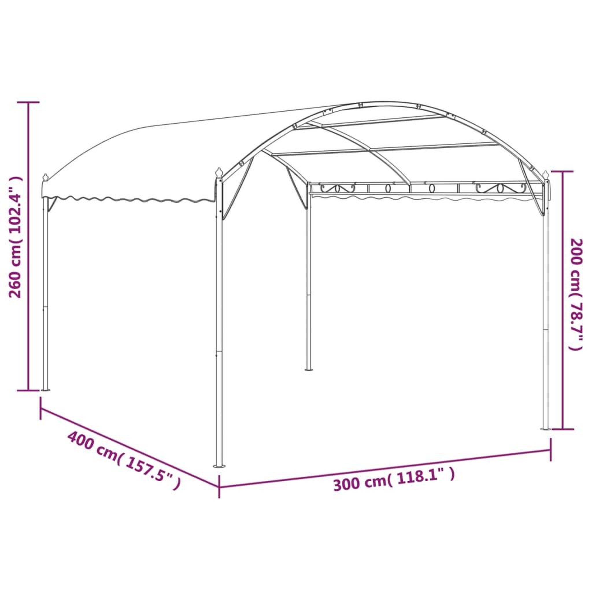 Voir la diapositive 6 : VIDAXL Belvedere 4x3x2,6 m taupe 180 g/m^2