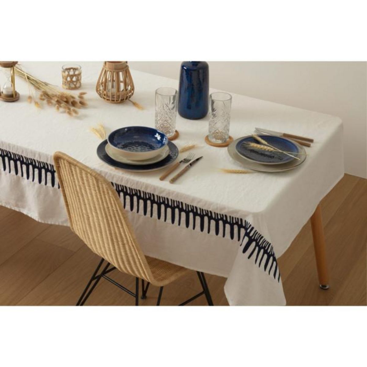 ATMOSPHERA Nappe Déco  Brodée  150x300cm Blanc