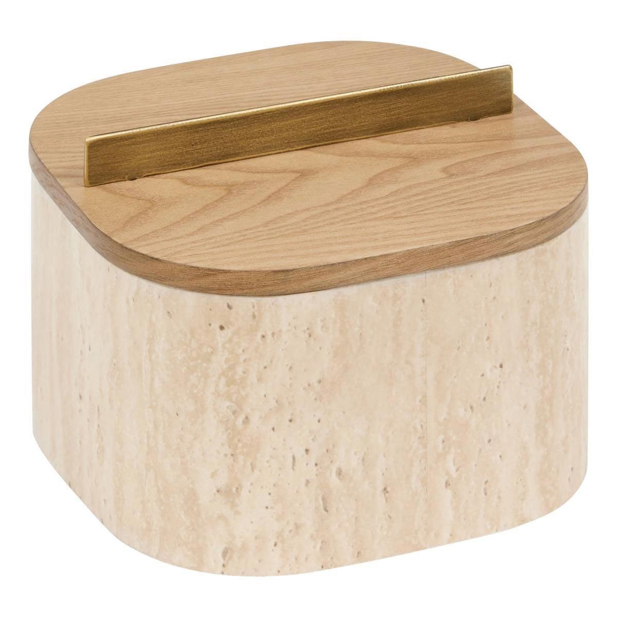 Voir la diapositive 2 : ATMOSPHERA Lot de 2 boîtes effet travertin  travi  18cm beige