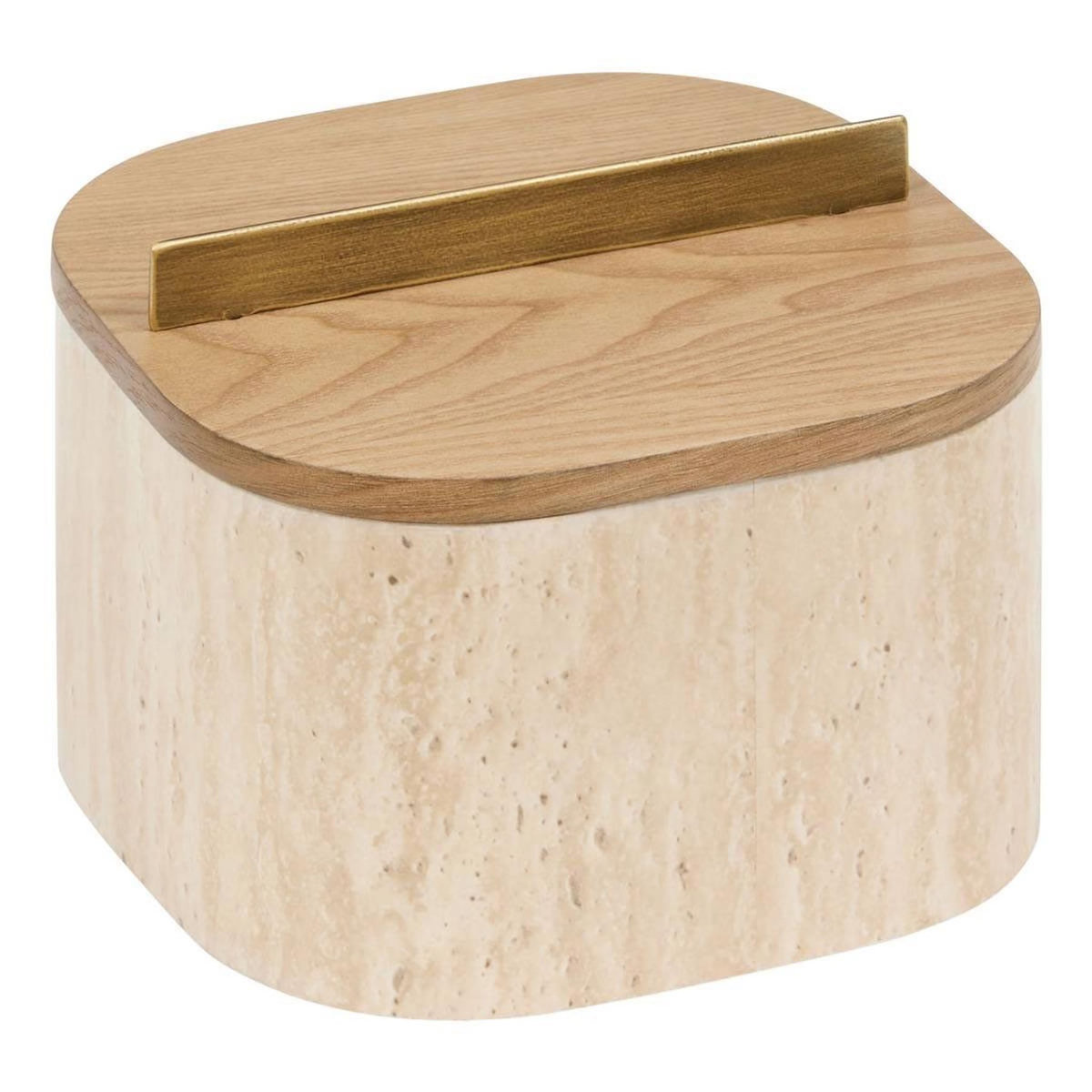 ATMOSPHERA Lot de 2 Boîtes Effet Travertin  Travi  18cm Beige