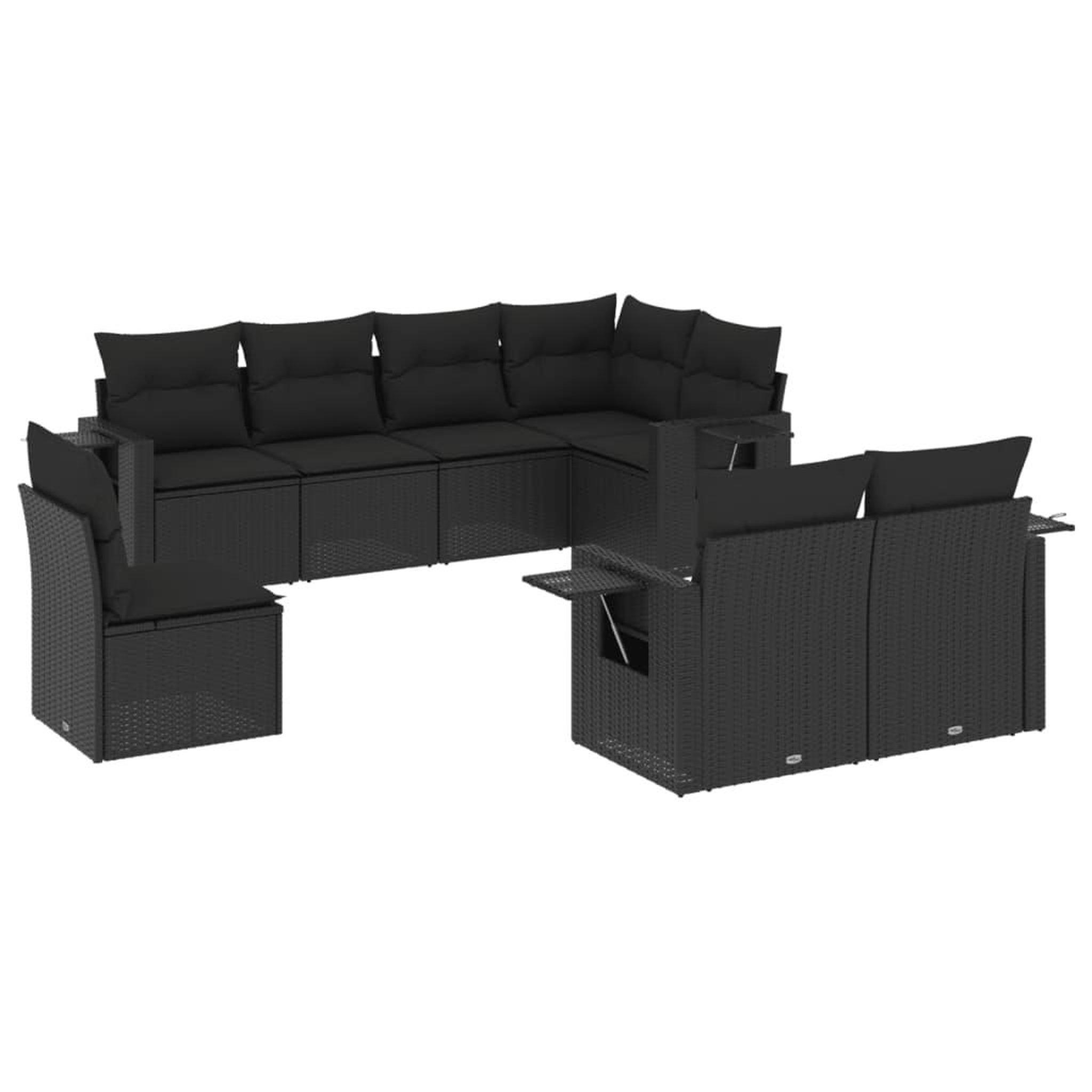 Voir la diapositive 2 : VIDAXL Salon de jardin 8 pcs avec coussins noir resine tressee