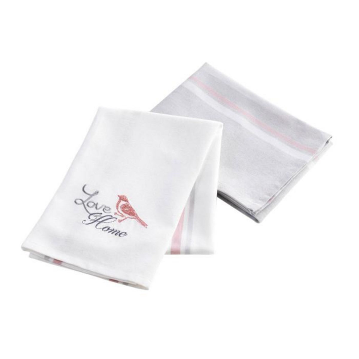 Paris Prix Lot de 2 Torchons de Cuisine  Love Home  50x70cm Blanc