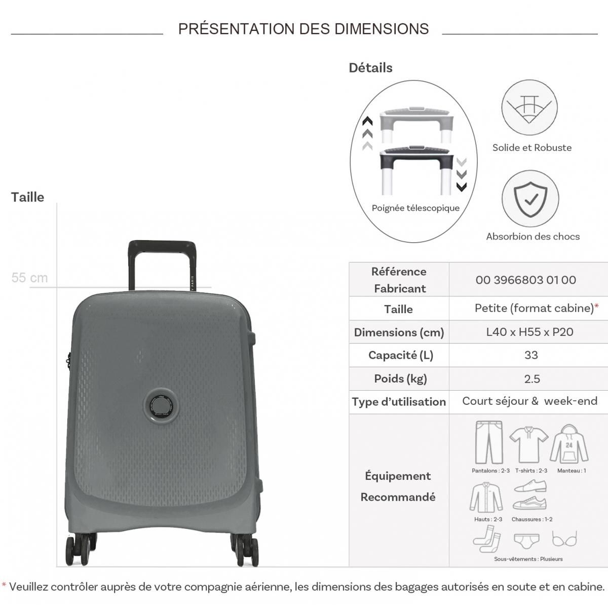 Delsey Valise cabine rigide Beaumont TSA Polypropylène 55cm