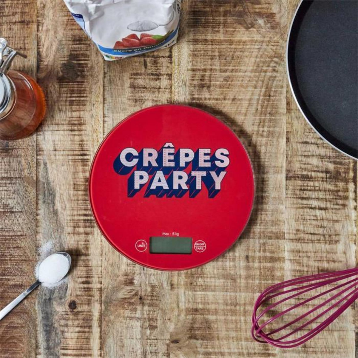 Paris Prix Balance de Cuisine Électronique  Chandeleur  19cm Rouge