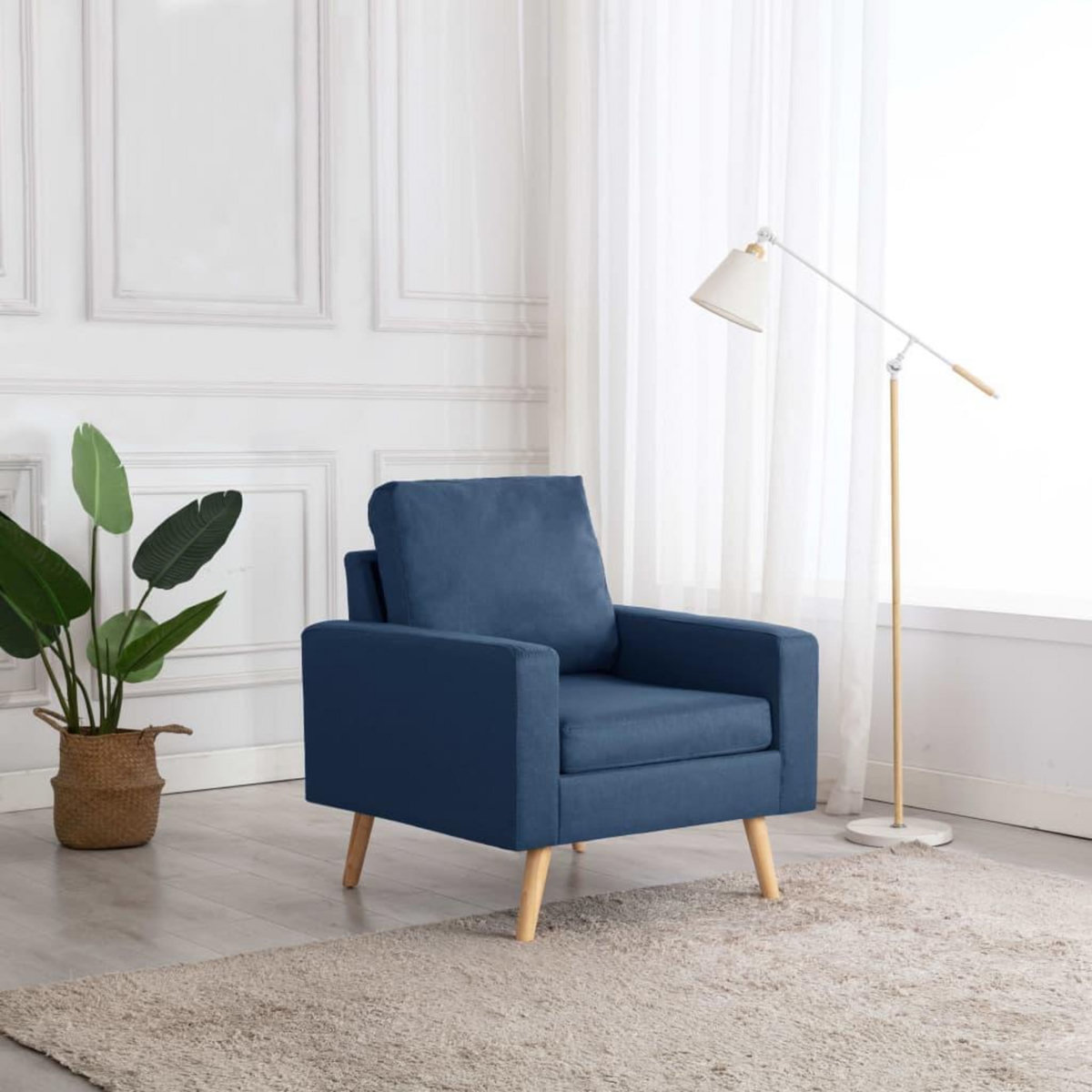 VIDAXL Fauteuil bleu tissu