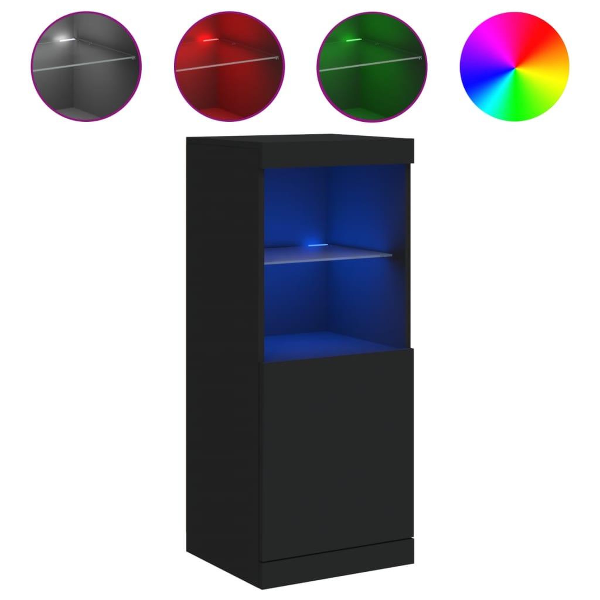 Voir la diapositive 2 : VIDAXL Buffet avec lumieres LED noir 41x37x100 cm