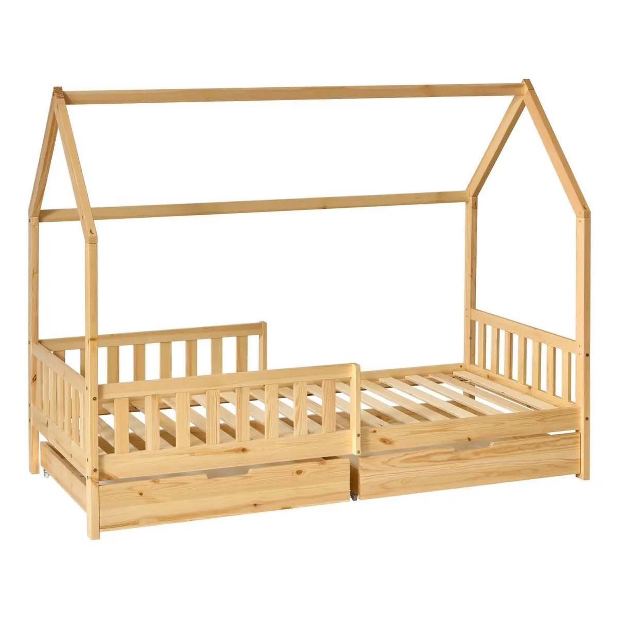 Atmosphera Kids Lit cabane enfant 2 tiroirs  bosco  90x190cm naturel