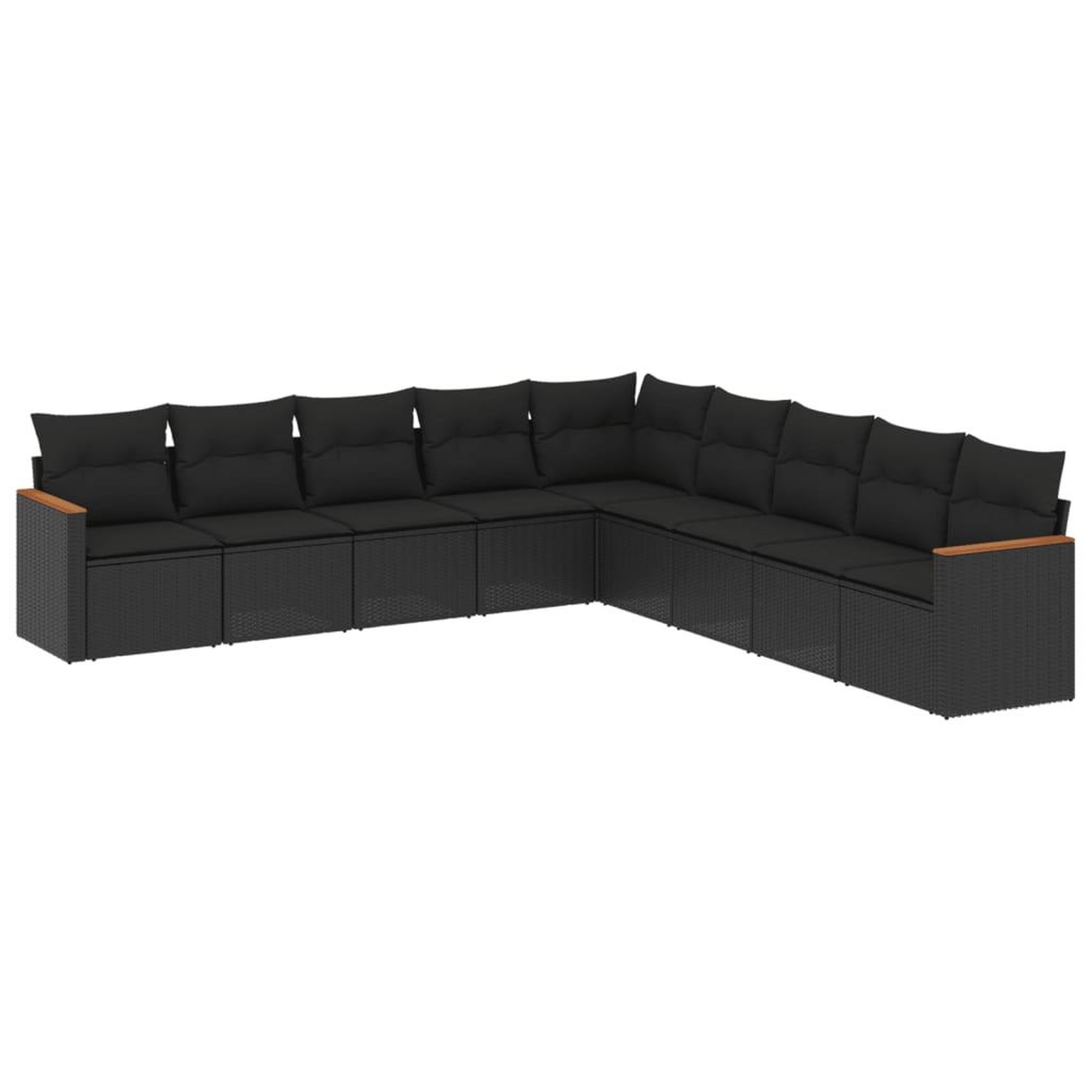 Voir la diapositive 2 : VIDAXL Salon de jardin 9 pcs avec coussins noir resine tressee