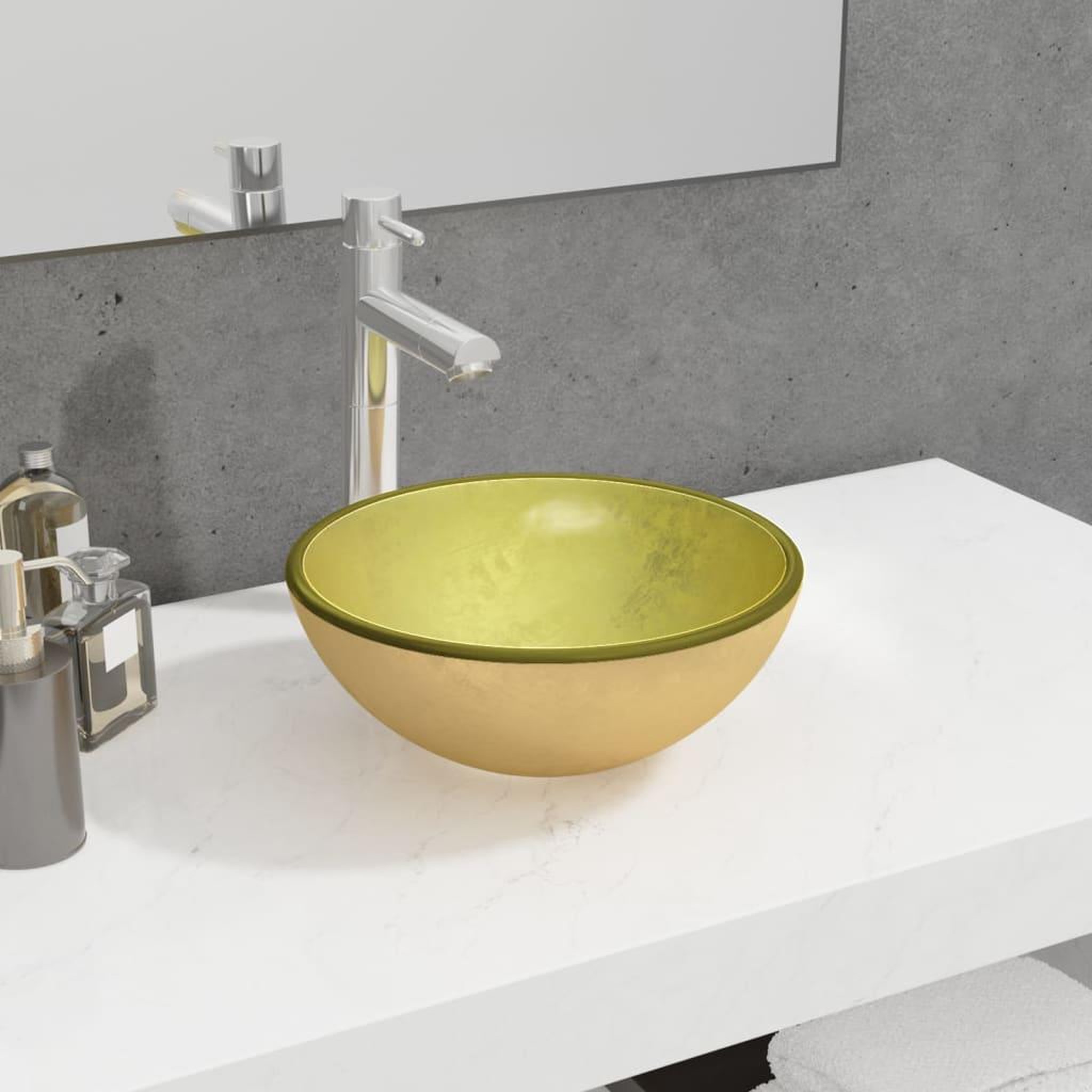 Voir la diapositive 1 : VIDAXL Lavabo Verre trempe 30x12 cm Dore