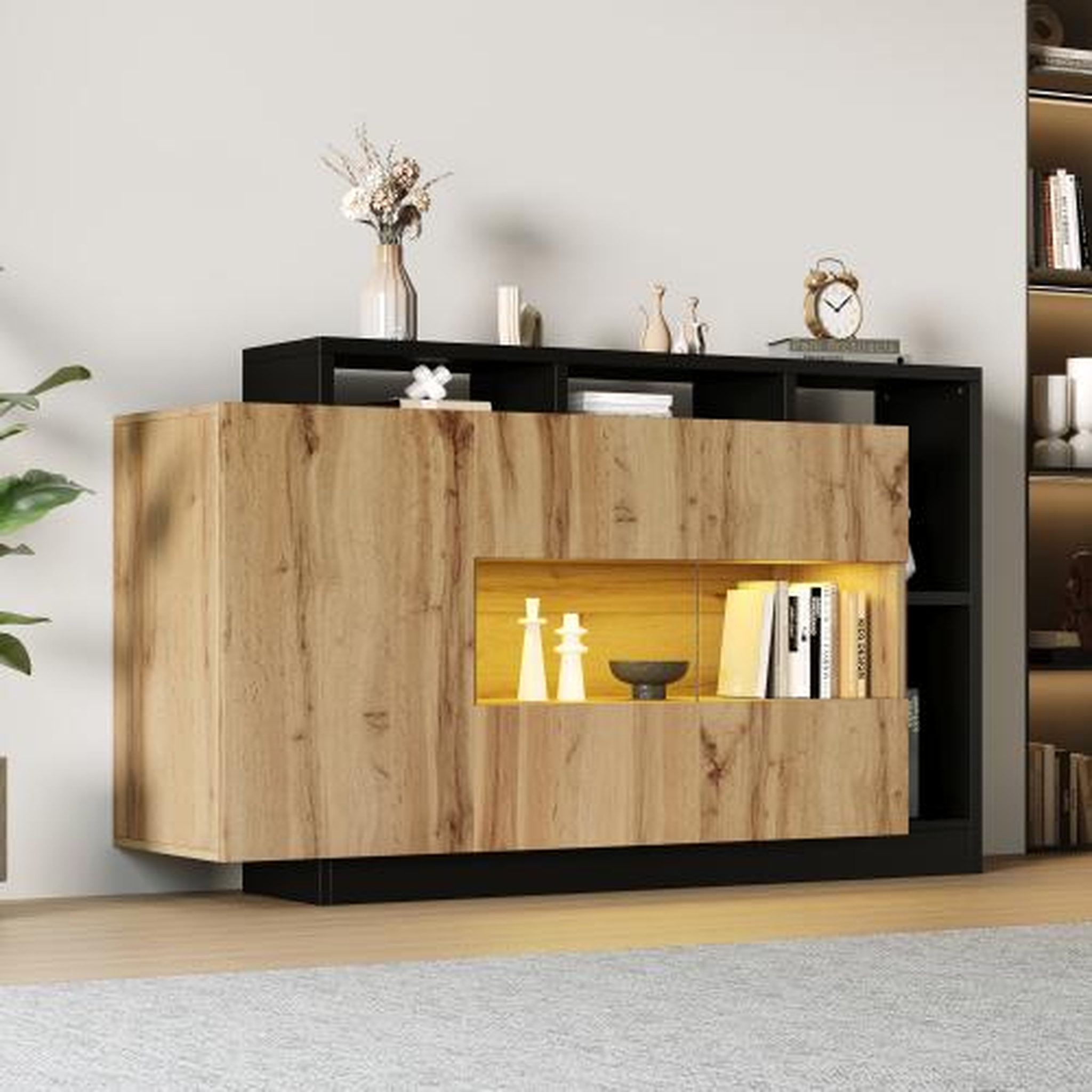 Voir la diapositive 4 : MERAX Buffet 3 porte(s) 0 tiroir(s) - 140 cm naturel led mdf