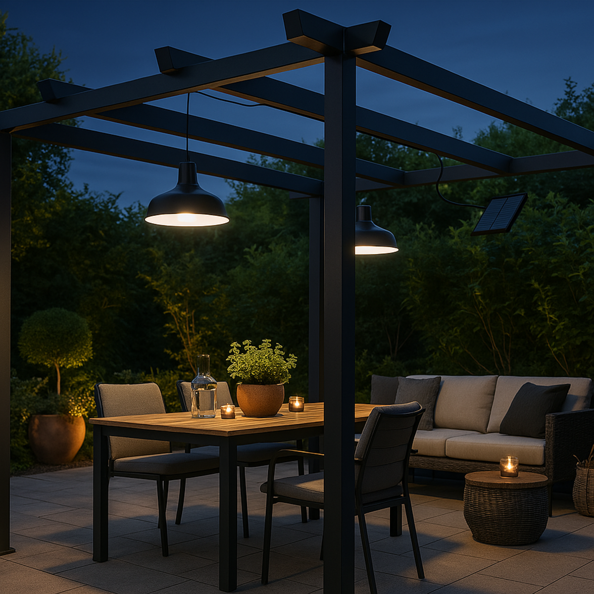 Lumisky Double suspensions solaires WAREN Noir Metal D18cm