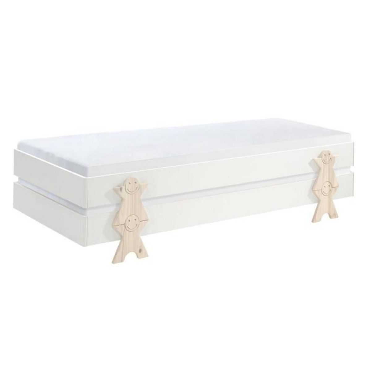 Paris Prix Lit Enfant en Bois  Modulo Smiley III  90x200cm Blanc