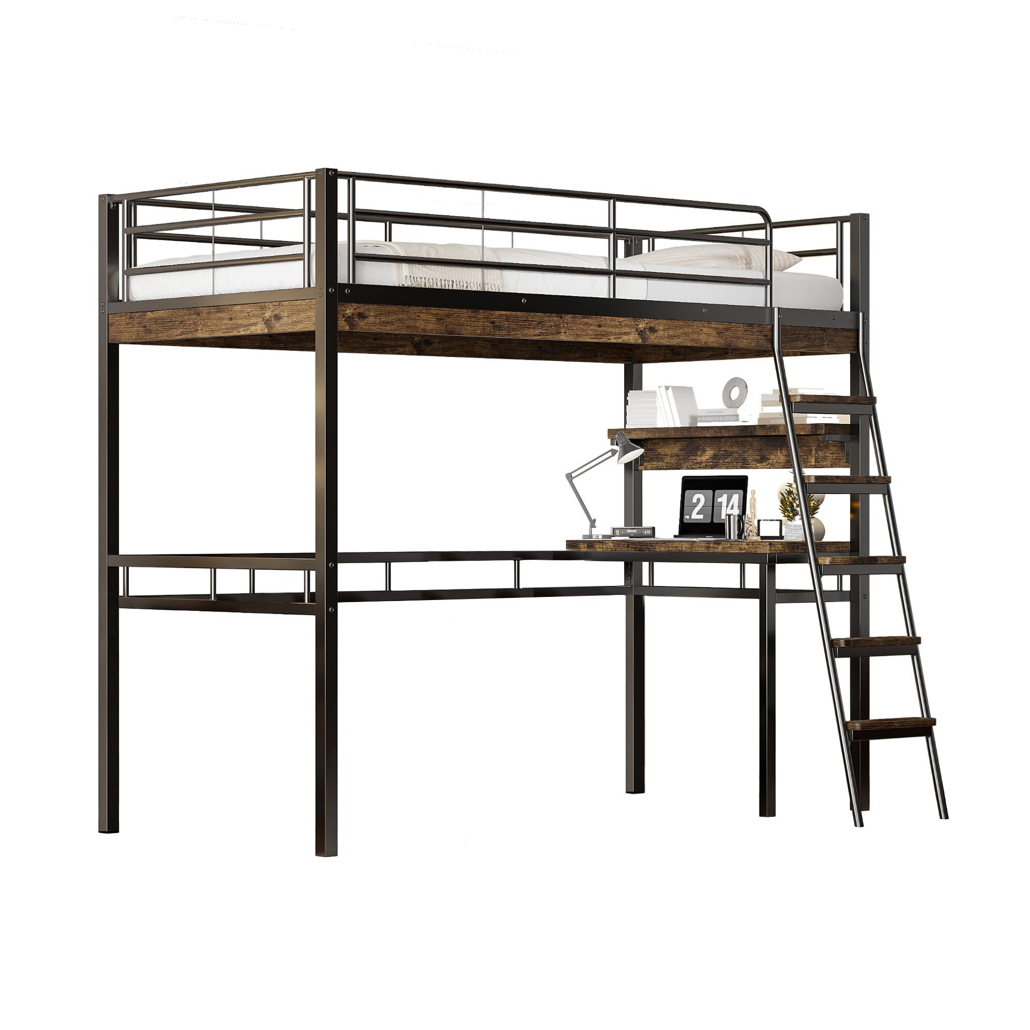 MERAX Lit mezzanine 90x200 cm coloris noir métal