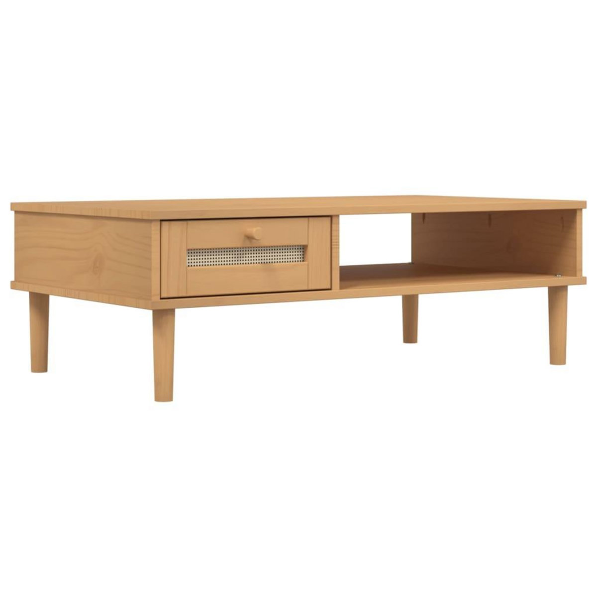 VIDAXL Table basse SENJA aspect rotin marron 100x55x33 cm bois massif
