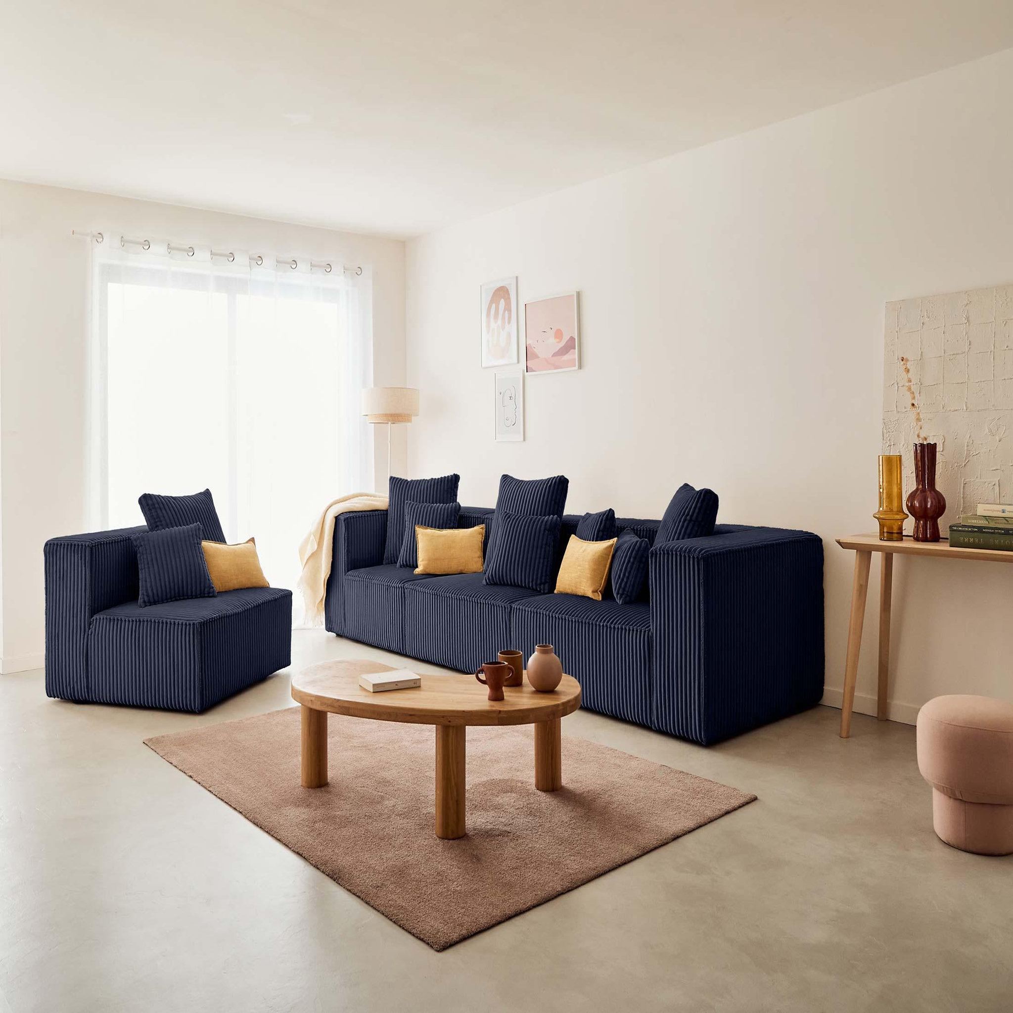 Voir la diapositive 4 : LISA DESIGN Colombine - module d'assise droit - en velours côtelé grosses côtes