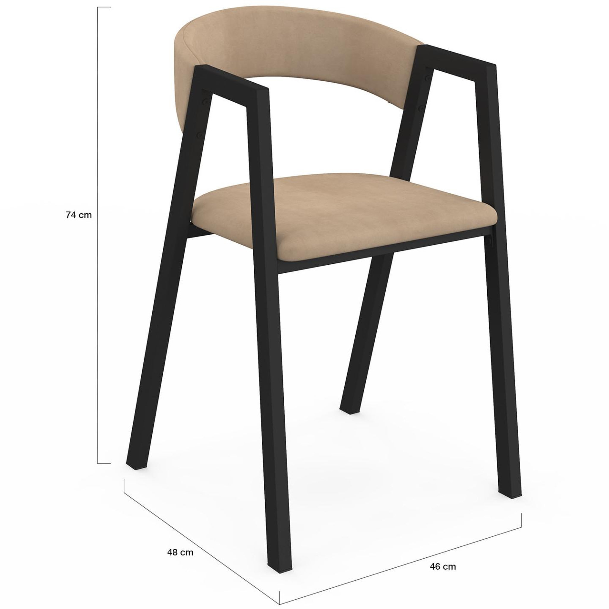 Voir la diapositive 5 : ID MARKET Lot de 4 chaises CAMILLE en métal noir et velours taupe avec accoudoirs