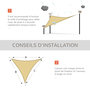 Voir la diapositive 5 : OUTSUNNY Voile d'ombrage triangulaire grande taille 4 x 4 x 4 m polyéthylène haute densité résistant aux UV coloris sable