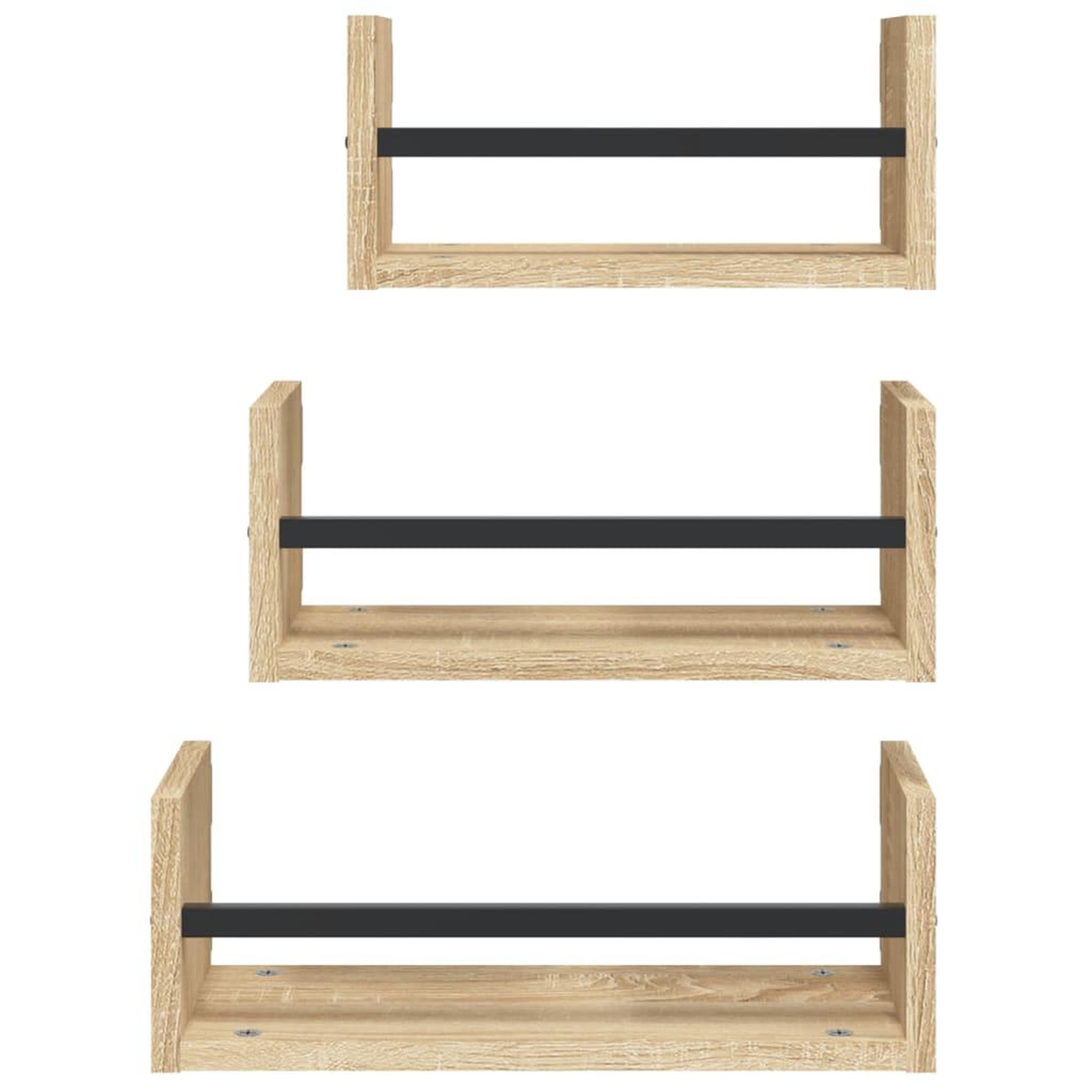 Voir la diapositive 4 : VIDAXL Ensemble d'etageres murales avec barres 3 pcs chene sonoma