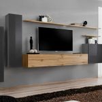 Paris Prix Meuble TV Mural Design  Switch I  330cm Gris & Naturel