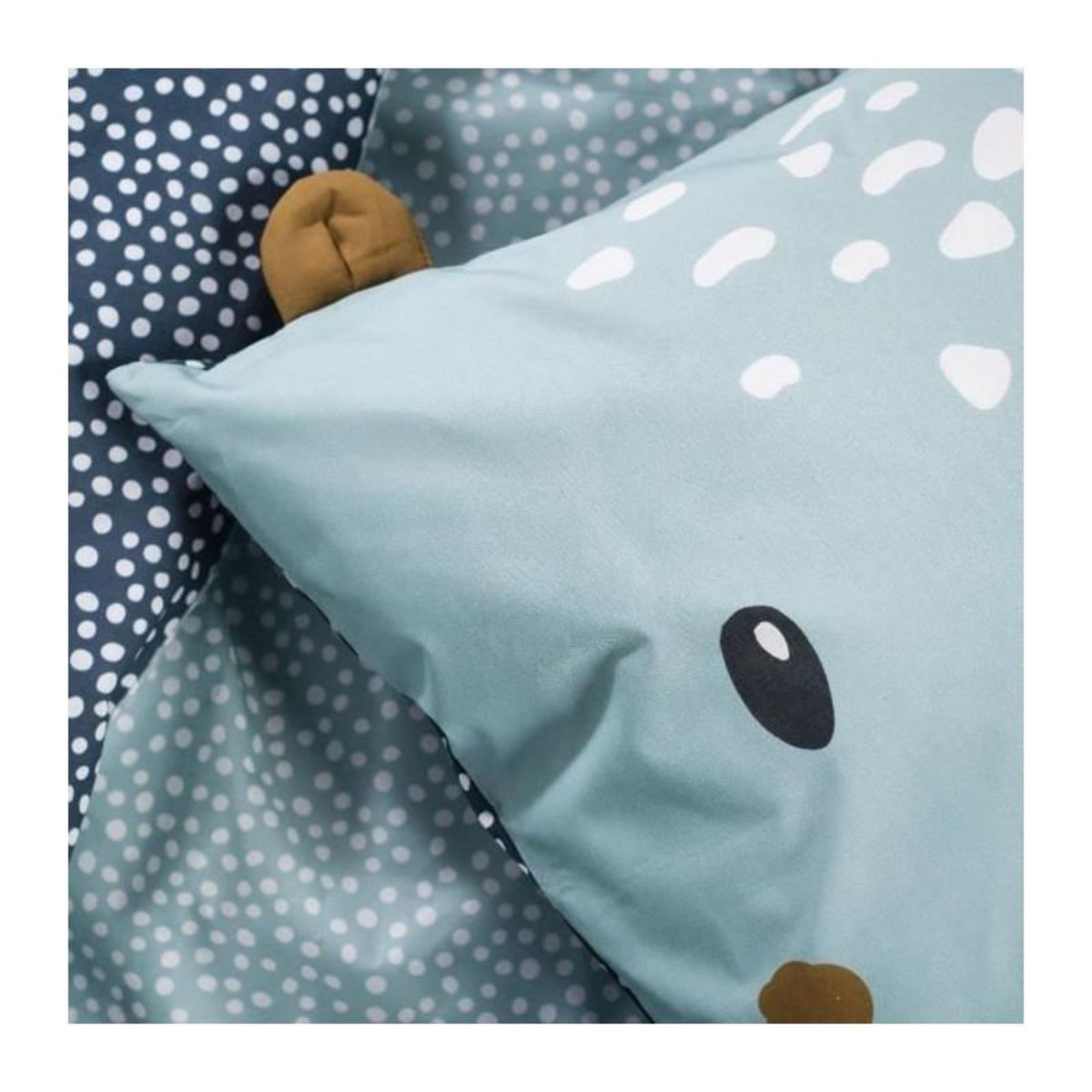 Today Parure de lit TODAY - housse de couette 140x200 + 2 taies d'oreiller 63x63 - 1 personne - FUNNY2.2 - Bleu