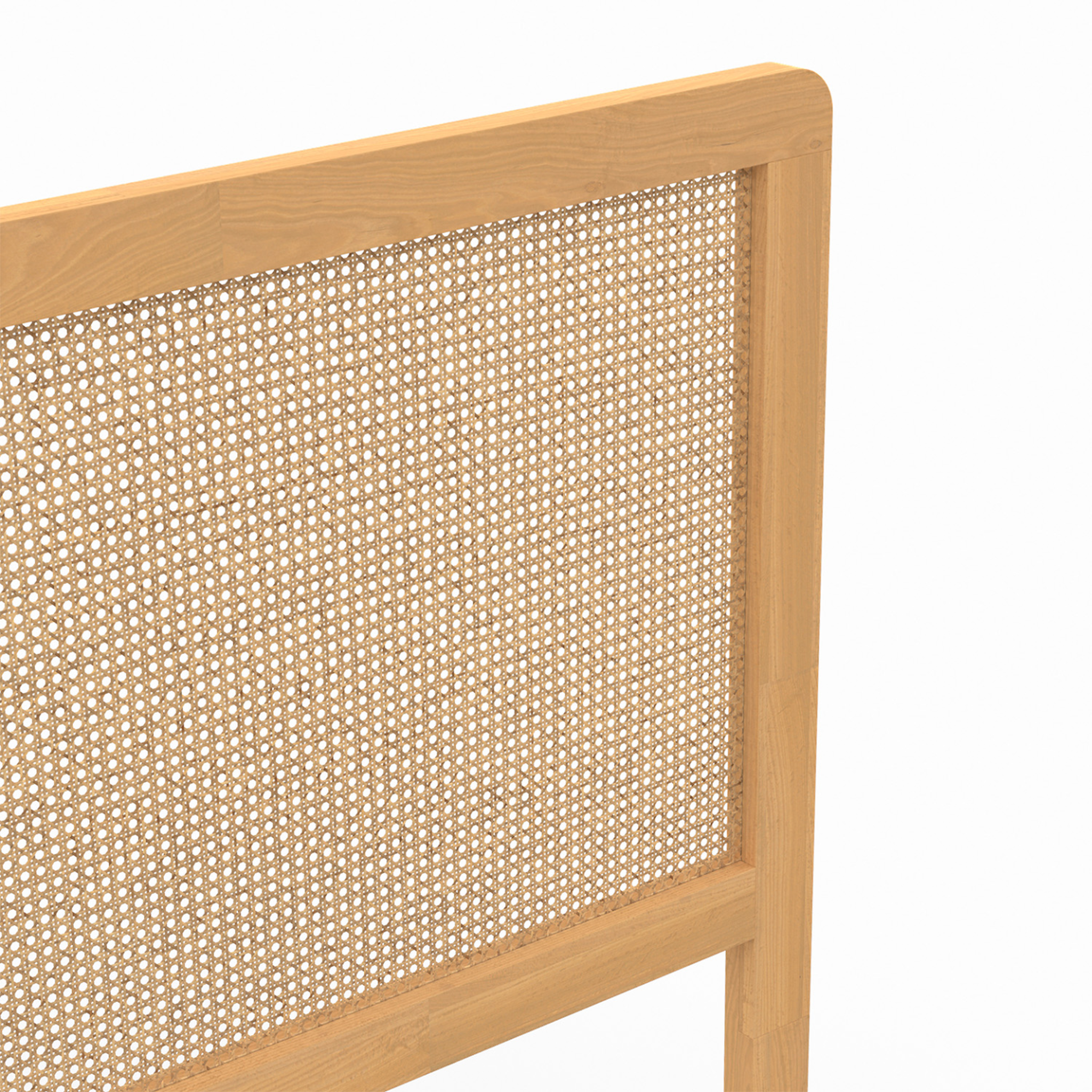 Voir la diapositive 5 : ID MARKET Tête de lit sur pied edhen 140 cm cannage et bois