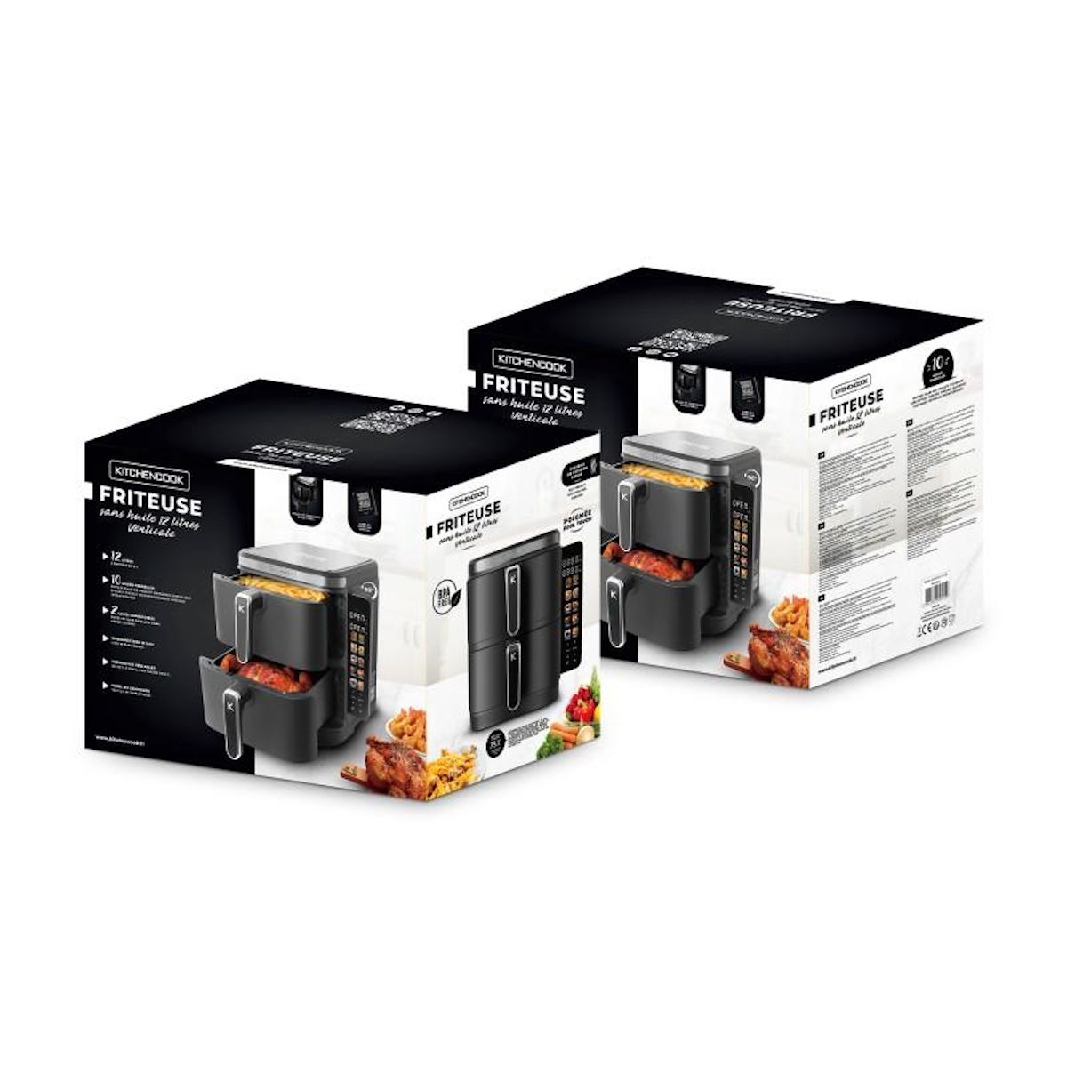 KITCHENCOOK Kitchencook - Airflow12 Led - Friteuse à Air Verticale 12l - 10 Programmes - Panneau Tactile Led - 2800w
