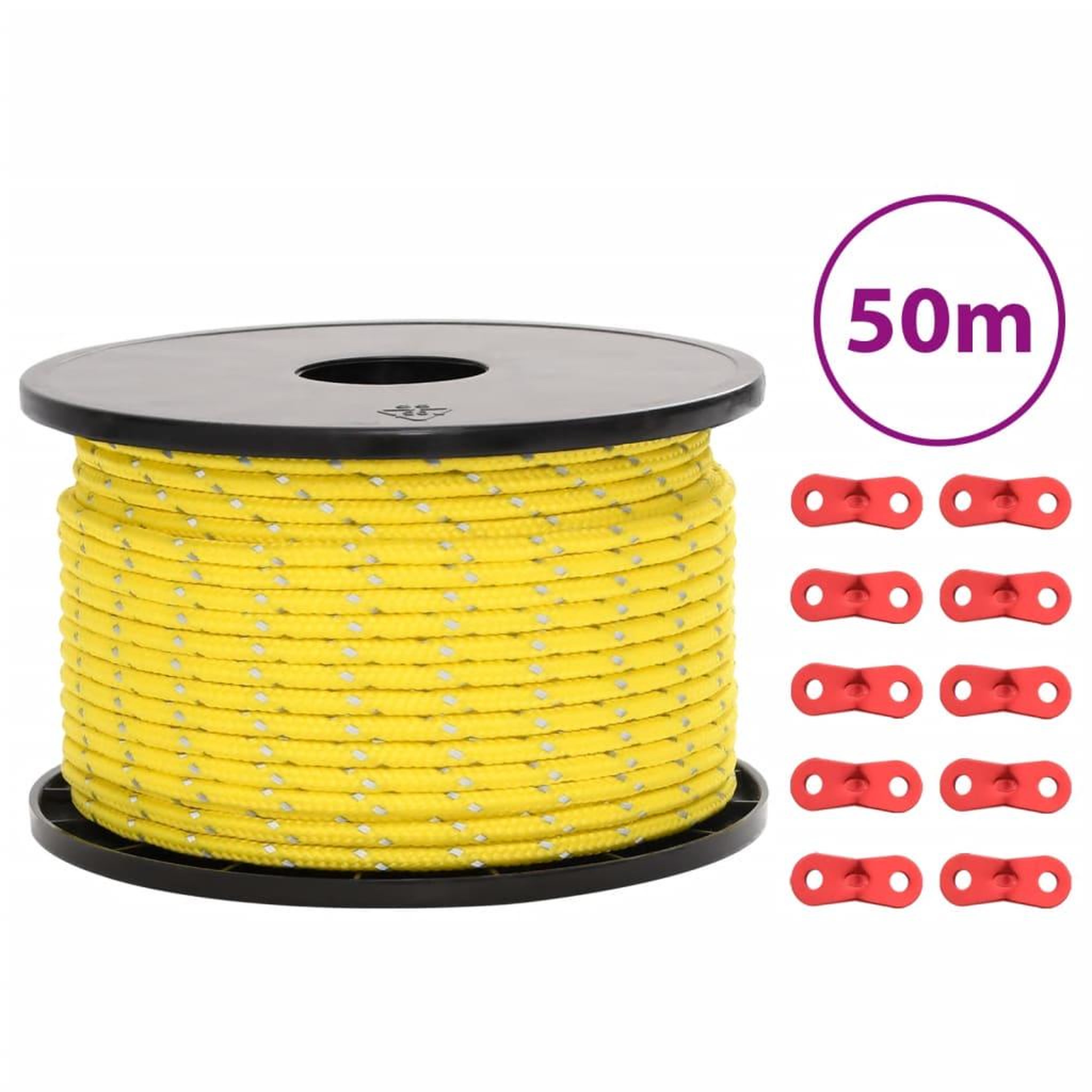 VIDAXL Corde de haubanage de tente avec bandes reflechissantes et cles