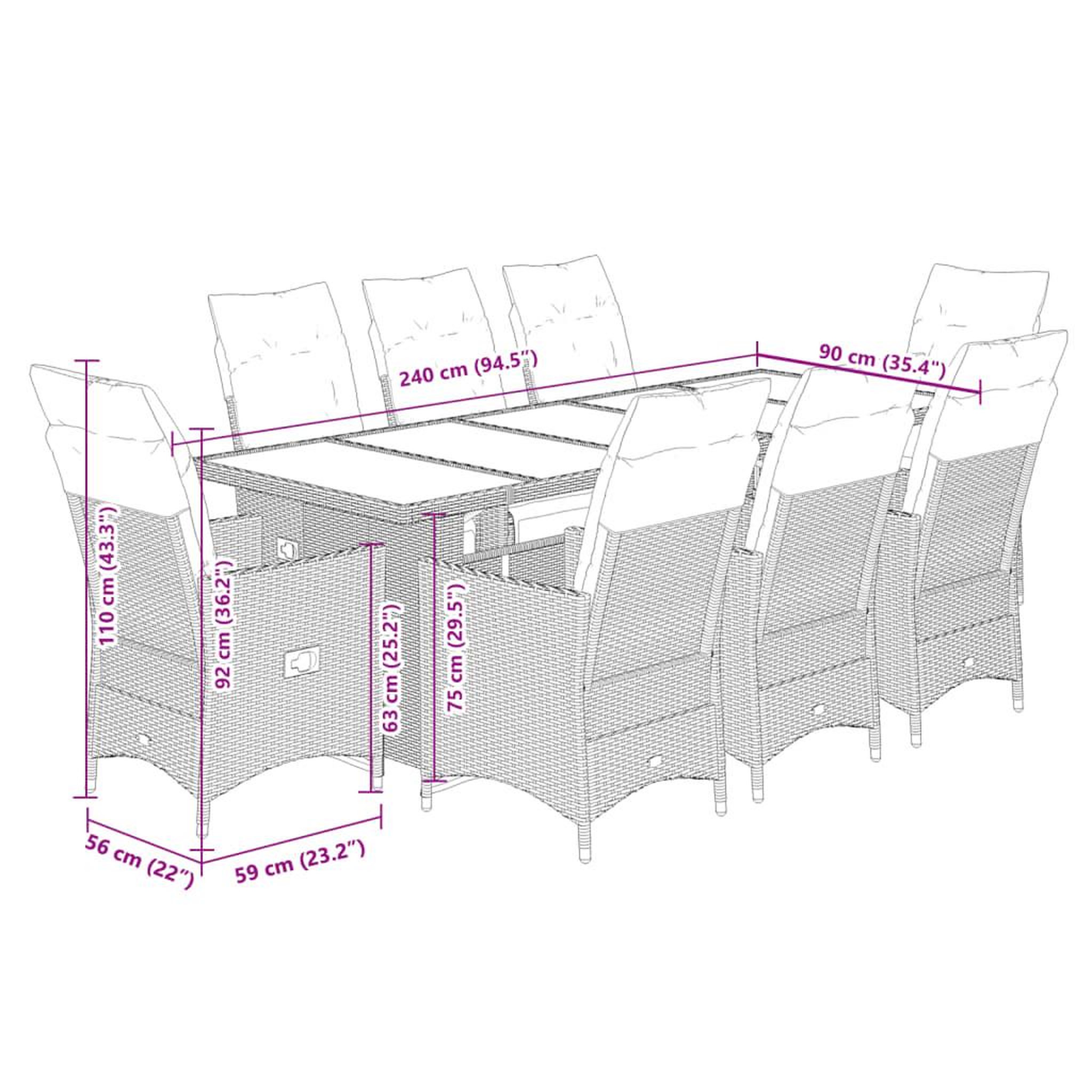 Voir la diapositive 6 : VIDAXL Ensemble de bistro de jardin 9 pcs coussins gris poly rotin