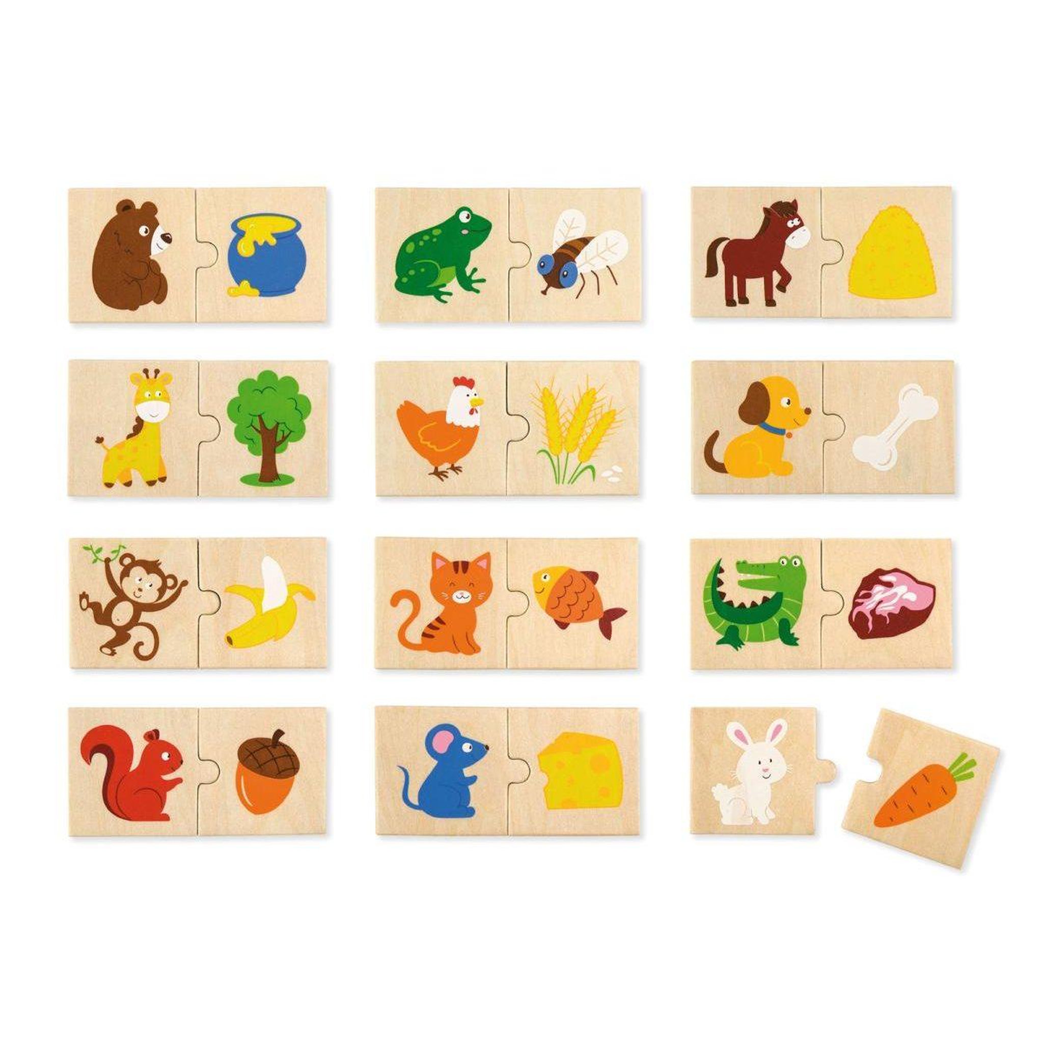 VIGA Puzzle en bois  51607 - nourris les animaux, 24 pièces