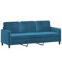 Voir la diapositive 2 : VIDAXL Canape a 3 places Bleu 180 cm Velours