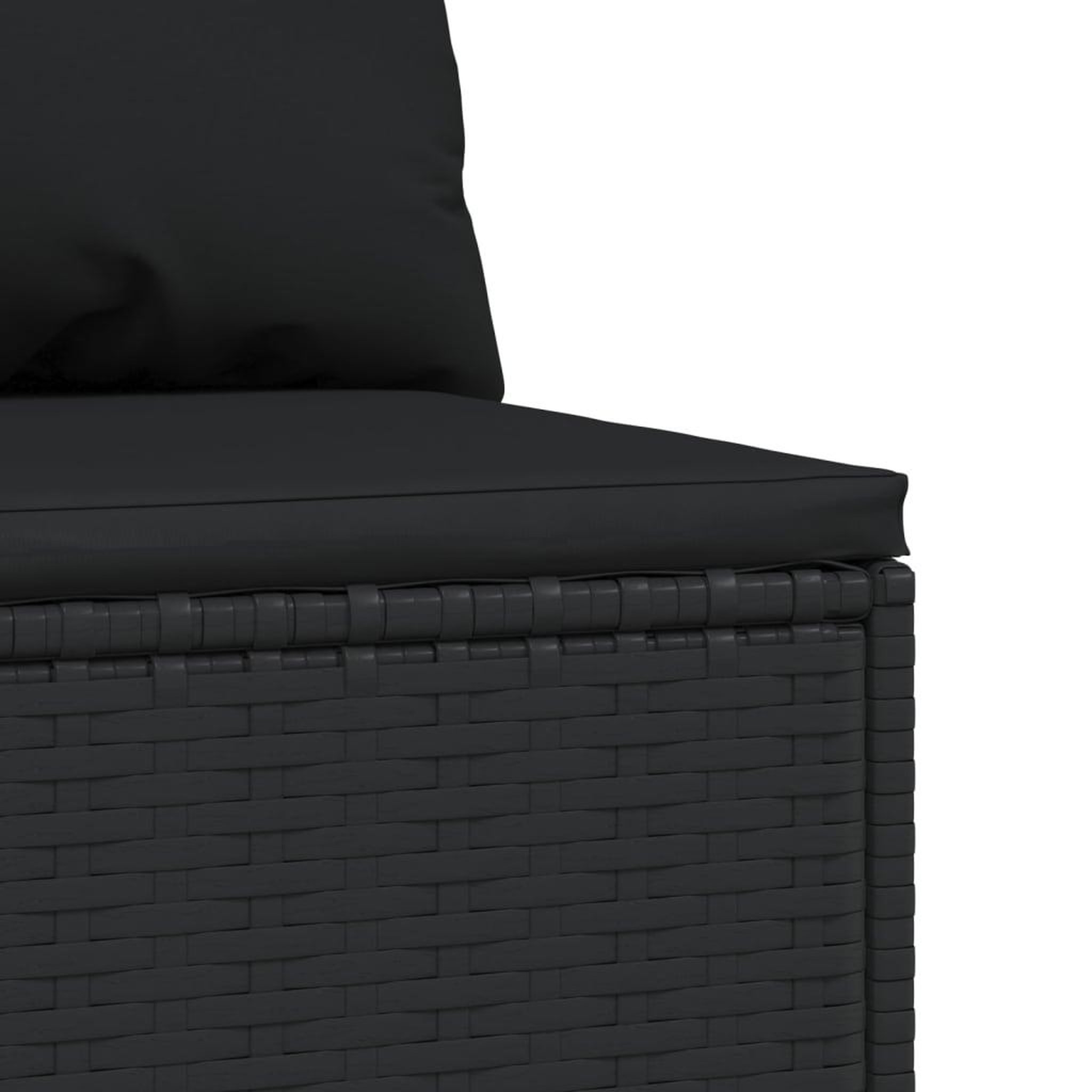 Voir la diapositive 5 : VIDAXL Canape central de jardin avec coussins noir resine tressee