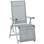Voir la diapositive 1 : OUTSUNNY Chaise longue pliable dossier & repose-pied réglable multi-positions métal époxy textilène gris