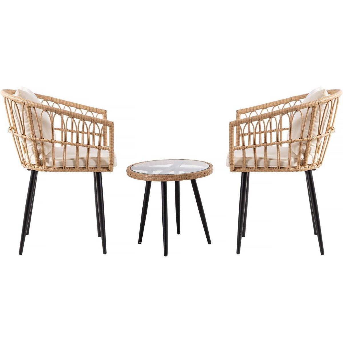 Habitat et Jardin Salon de jardin rotin  Vela  - 2 places - Marron