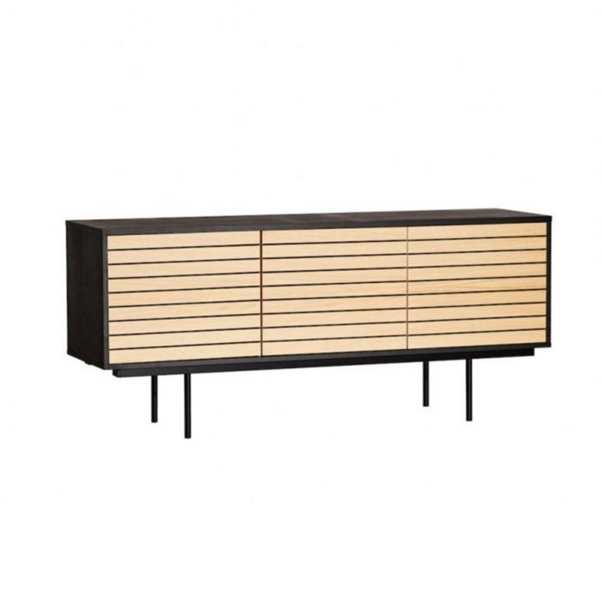 Paris Prix Buffet 4 Portes & 2 Niveaux  Stripe  161cm Chêne & Noir