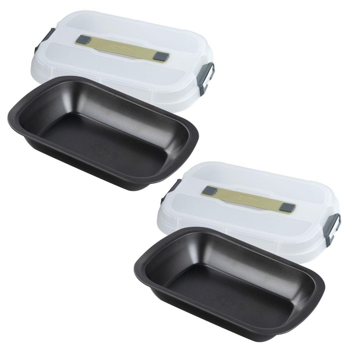 ZENKER Ensemble de 2 Moules à gâteaux rectangulaire avec couvercle de transport 34 x 24 cm Zenker Bake Click and Go
