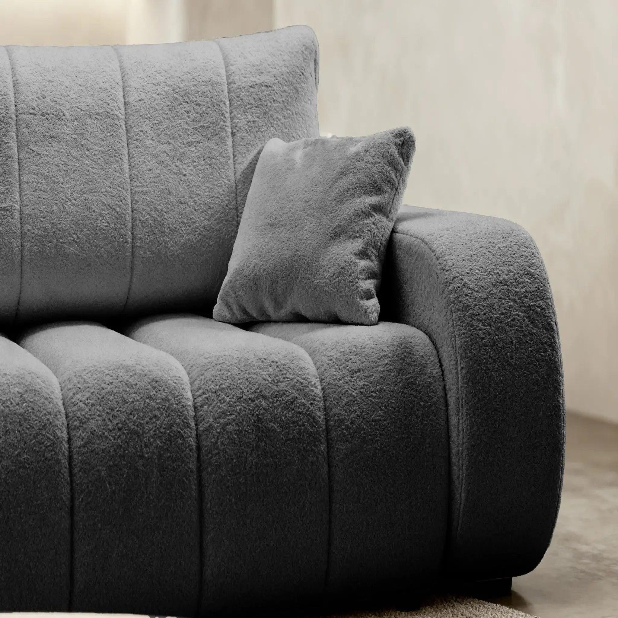 Voir la diapositive 6 : CASANOVA PARIS Celeste - canapé droit convertible tissu bouclette 3 places