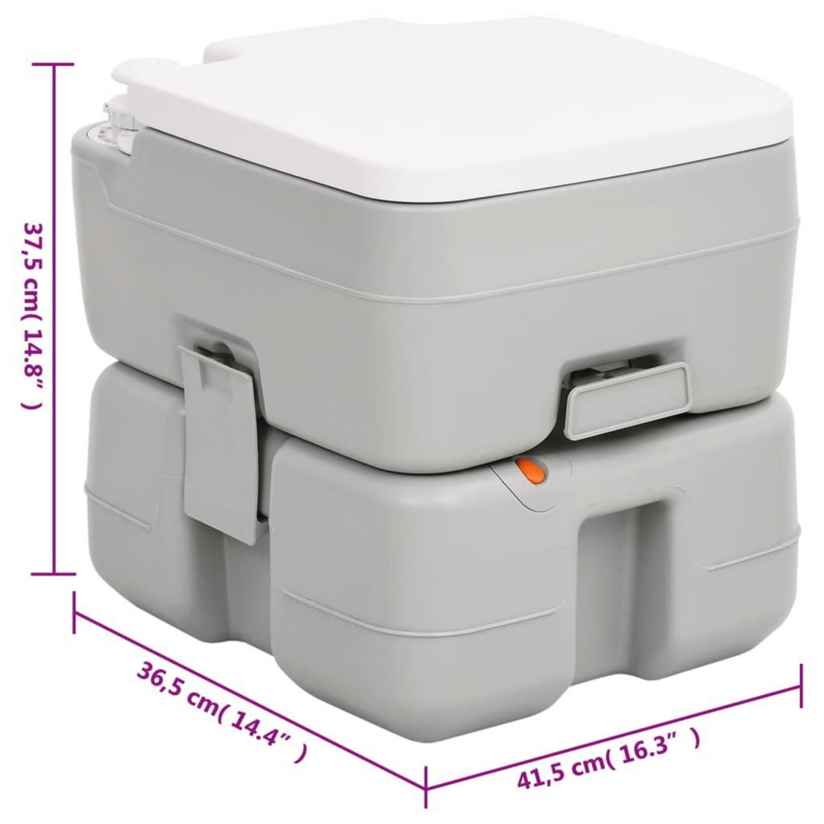 VIDAXL Toilette de camping portable gris et blanc 15+10 L PEHD