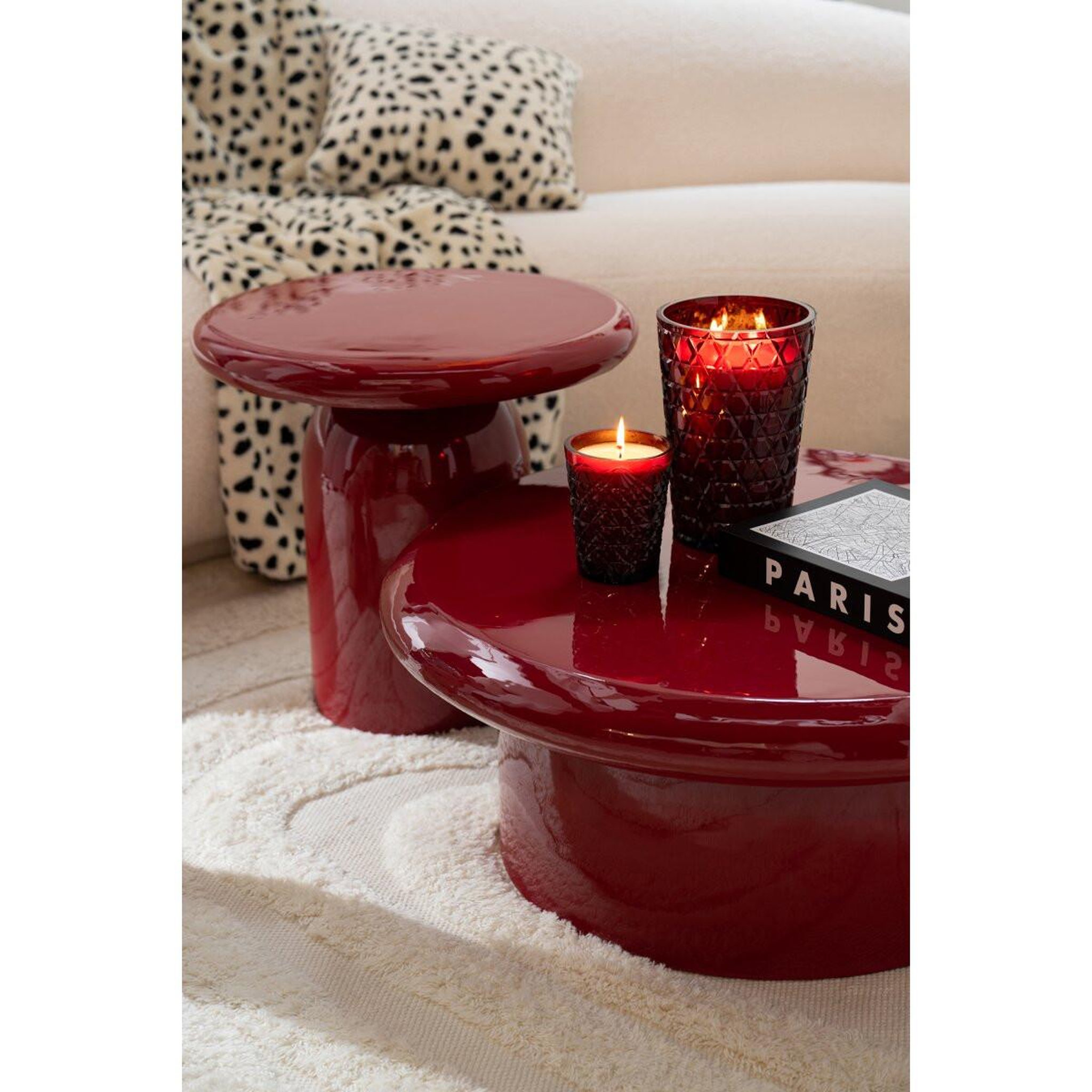 Voir la diapositive 3 : J-LINE Table basse en métal  edvin  76cm rouge