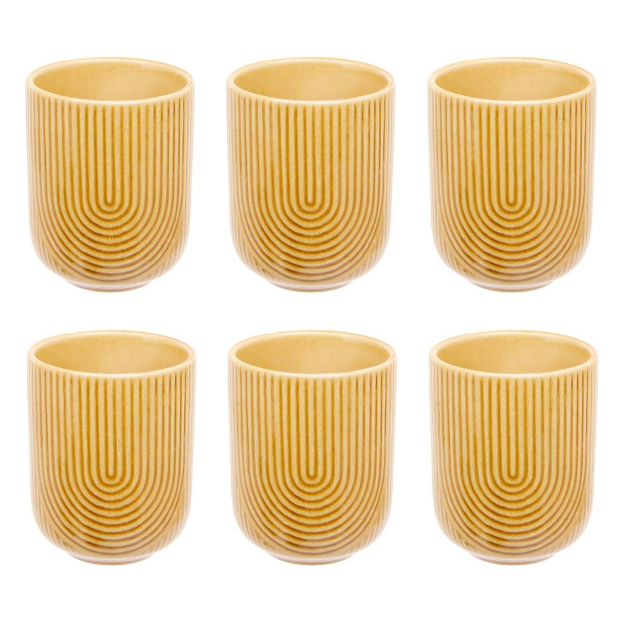 SECRET DE GOURMET Lot de 6 tasses en faïence  lya  20cl ocre