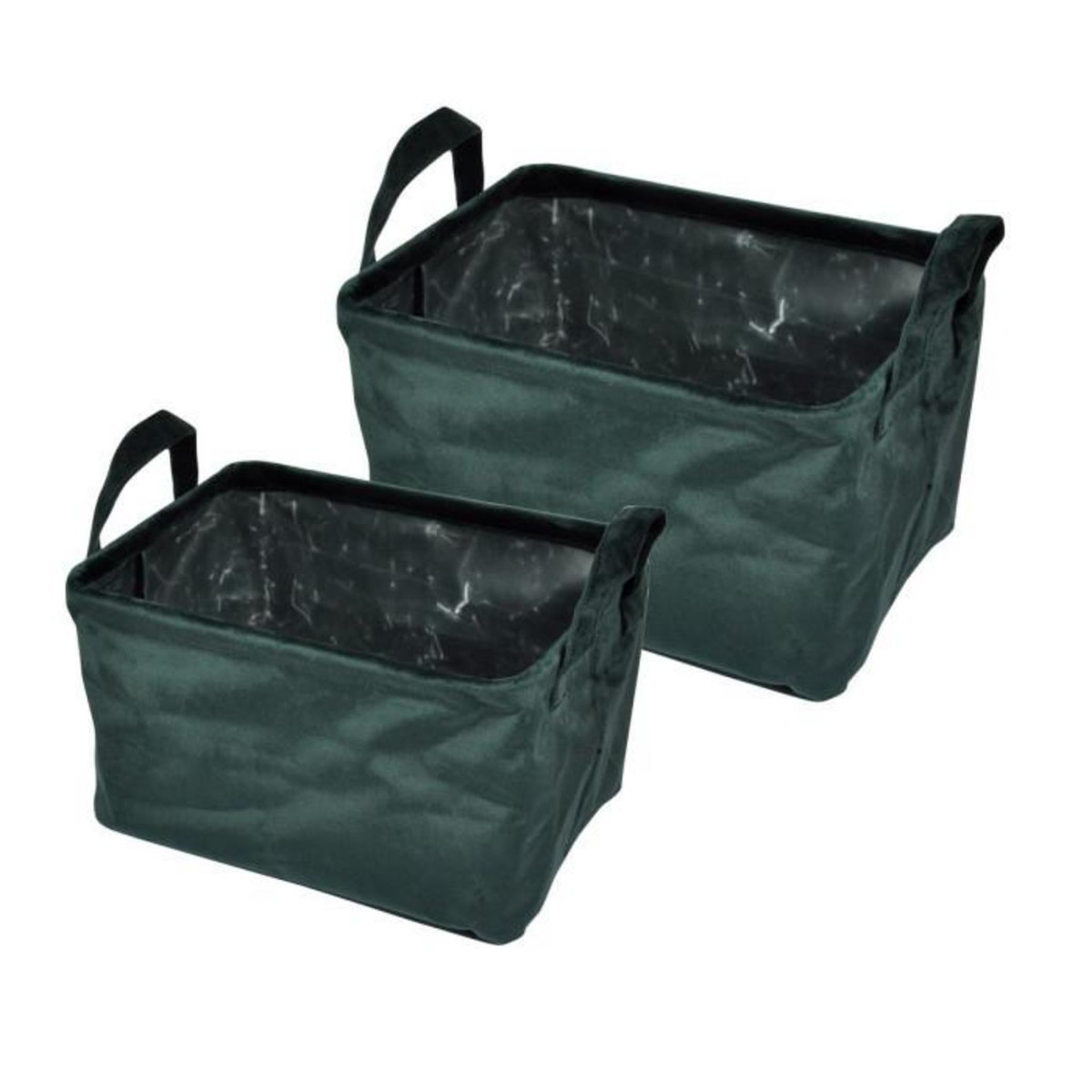 Paris Prix Lot de 2 Panières Rectangles  Velvet  32cm Vert Foncé