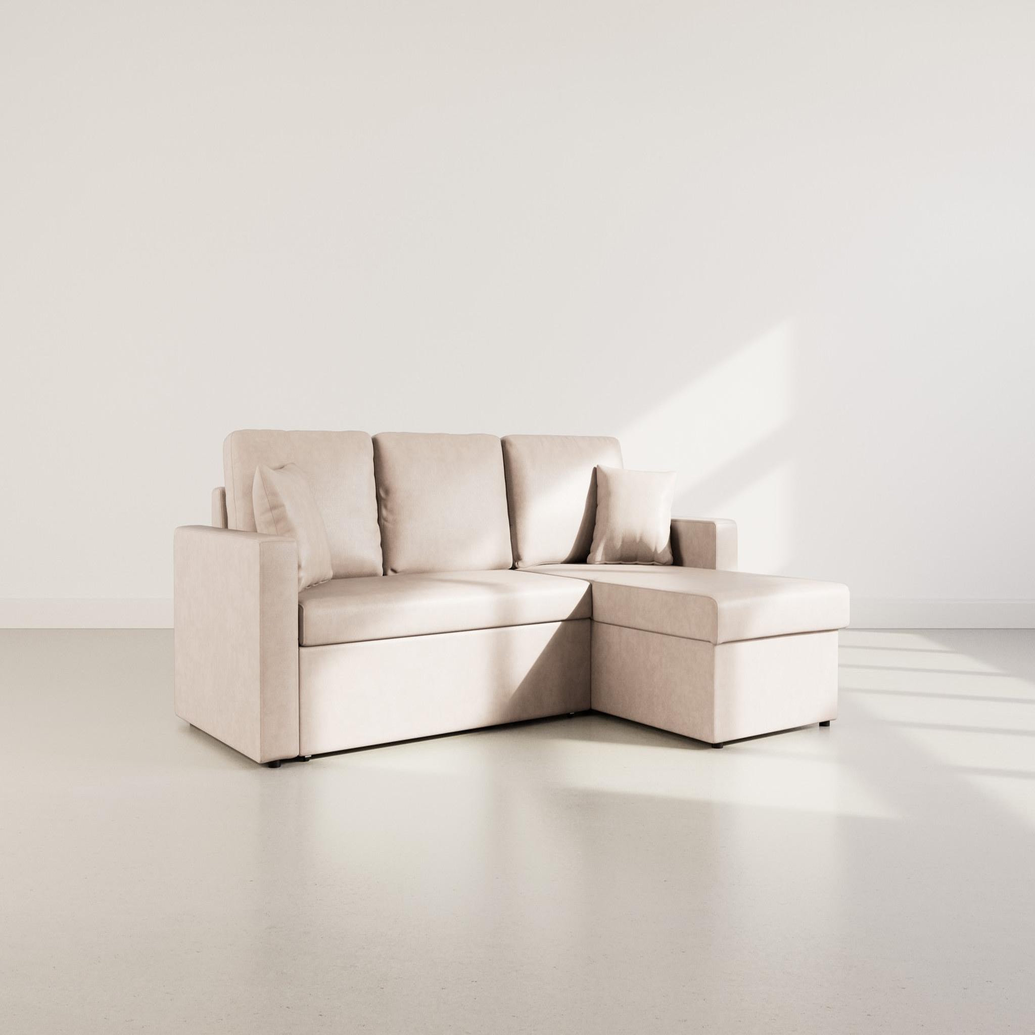 BEST MOBILIER Cyrus - canapé d'angle réversible 4 places - convertible avec coffre - en simili. Coloris disponibles : Noir, Orange, Beige