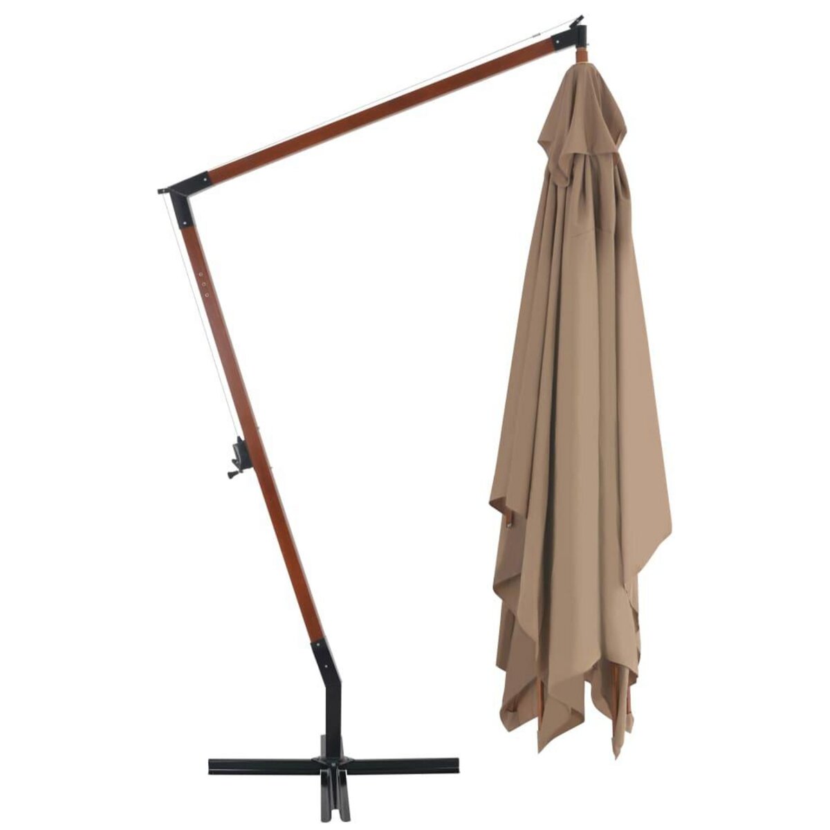 VIDAXL Parasol de jardin en porte-a-faux avec mat en bois taupe